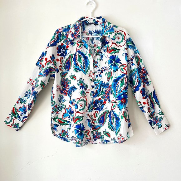NEW Zara POPLIN Button up Floral Shirt Blouse- Size S OVERSIZED - Picture 9 of 16